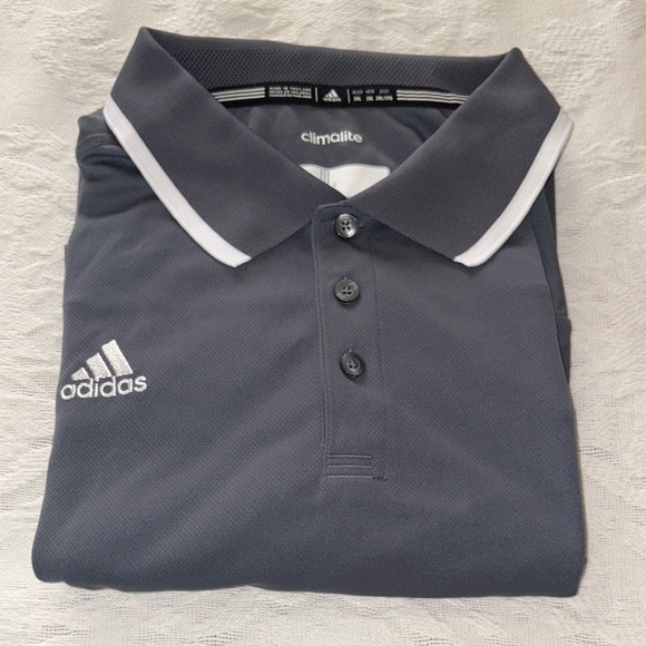 Adidas Men's Charcoal and White Polo Shirt - Picture 14 of 14